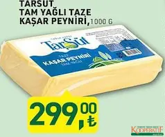 TARIM KREDİ TARSÜT TAM YAĞLI TAZE KAŞAR PEYNİRİ 1000 G fiyat ve kampanya bilgisi